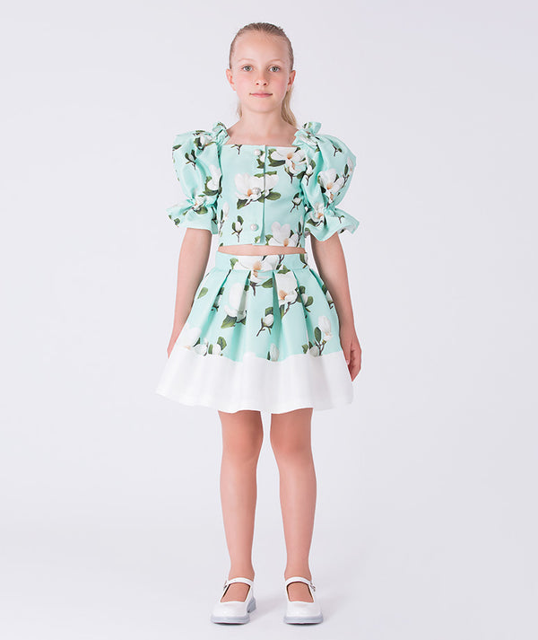 Girls Ruffle Sleeves Bolero Outfit Front View | Mama Luma