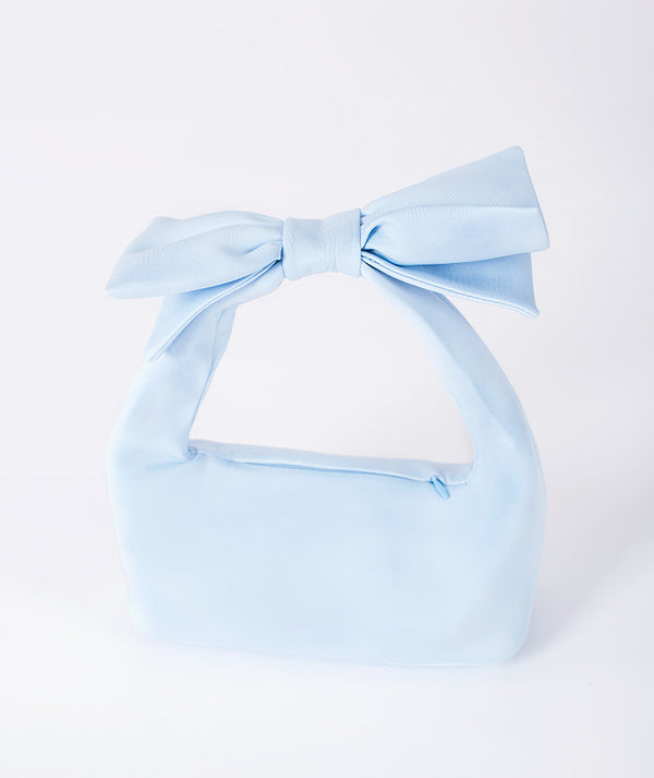 Baby blue girls mini handbag with oversized bow from Mama Luma Porcelain Garden Collection