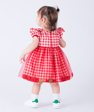 back shot of red special occasion dress for girls christmas celebration