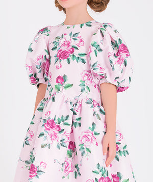 balloon sleeved lilac floral dress