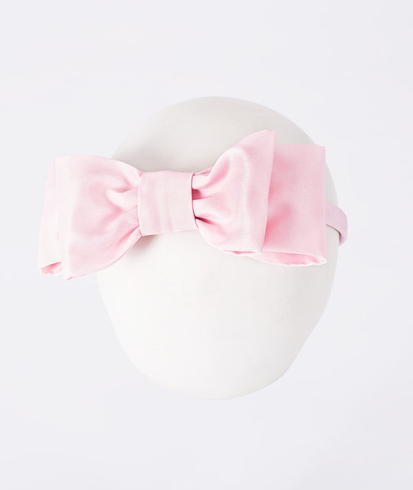 Blush pink satin bow girls headband