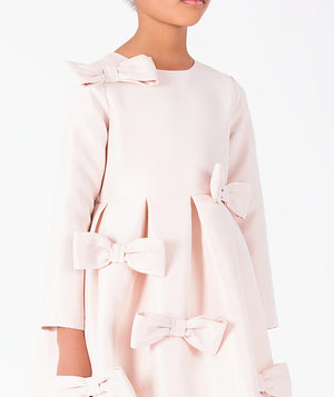 Bow Detailed Girls Dress showing structured tonal bow details