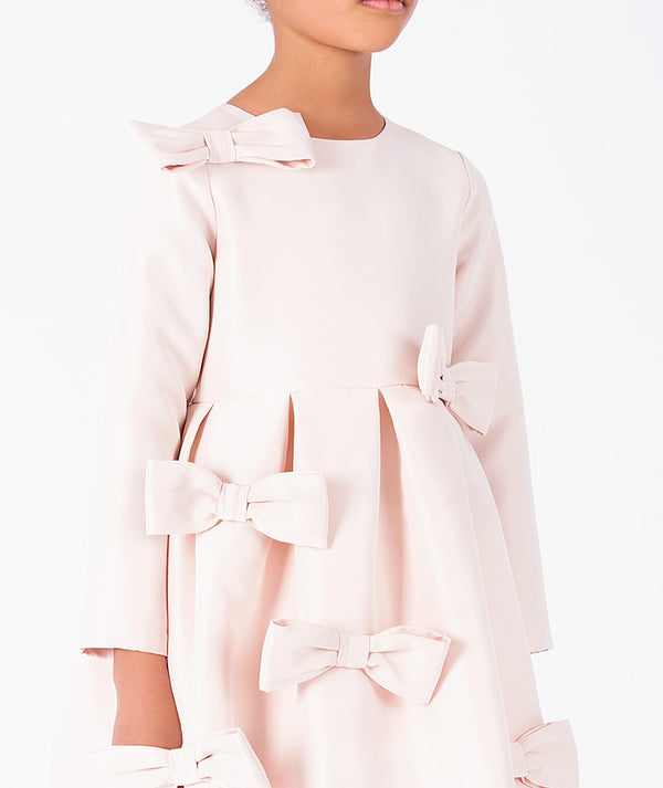 Bow Detailed Girls Dress showing structured tonal bow details