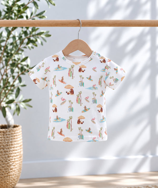 Beach-print baby T-shirt for warm-weather everyday outfits by Casa Marisol.