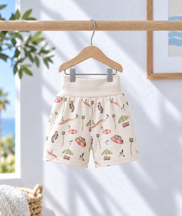 Baby shorts in pool-inspired print, casual children's summer clothing from Casa Marisol.