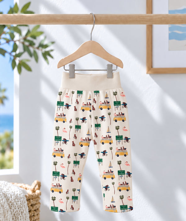 Road Trip print baby pants for everyday baby outfits.