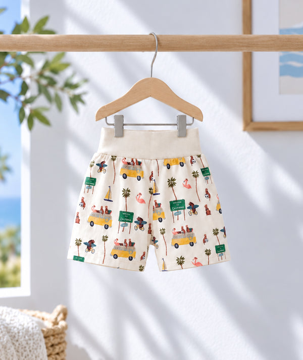 Road Trip print baby shorts for comfortable everyday summer outfits by Casa Marisol.