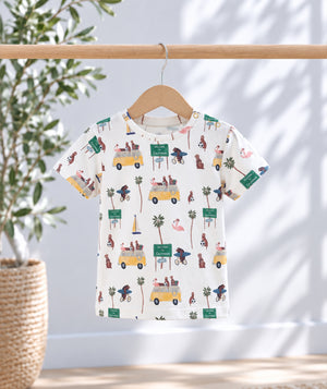 Baby T-shirt featuring the Road Trip print, comfortable everyday summer outfit by Casa Marisol.