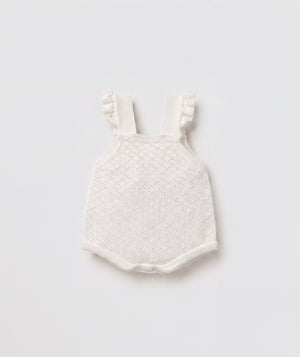 Ivory diamond knit baby bubble romper luxury heirloom knit baby outfit perfect for special occasions