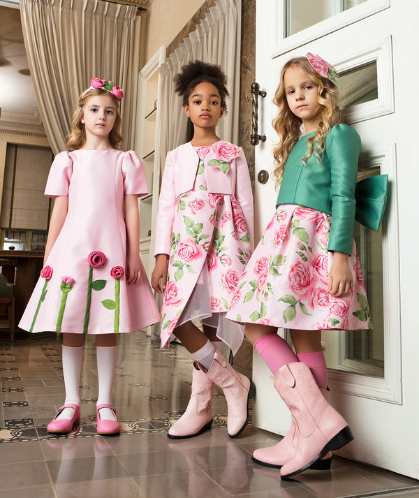 3D Rose Appliqué Girls Dress