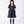 Load image into Gallery viewer, Front view of Enchanting Brooch Girls Dress in navy satin for girls ages 3 to 12, a premium children’s design by Mama Luma
