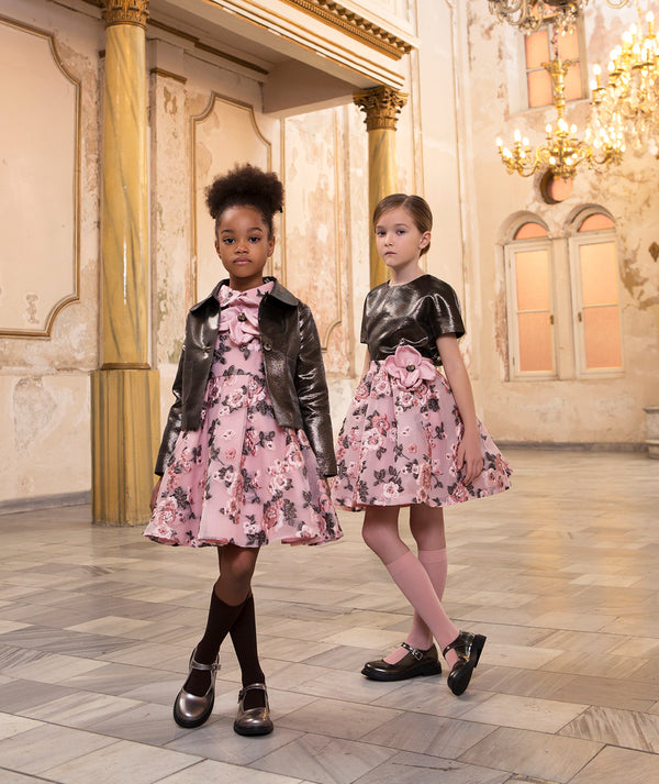 Elegant bronze girls’ jacket (3–12Y) – satin metallic jacket for special occasions and portraits