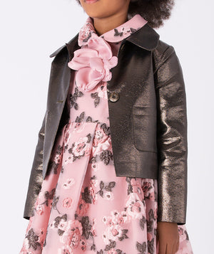 Exclusive bronze girls’ jacket (3–12Y) – metallic satin jacket for weddings and birthdays from Naka Collection