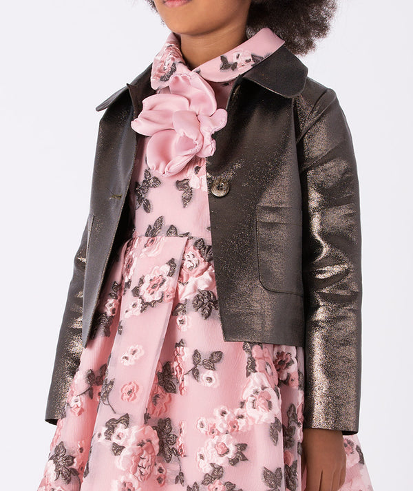 Exclusive bronze girls’ jacket (3–12Y) – metallic satin jacket for weddings and birthdays from Naka Collection