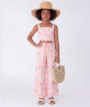 Front view of Exquisite Cut Girls Summer Outfit | 2 Pieces for girls ages 3 to 12, showing overall silhouette and styling