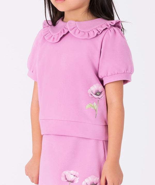 Mama Luma Exquisite Orchid Girls Outfit — elegant lilac two-piece set with orchid prints, ideal for holidays, celebrations, and garden parties, ages 3–12Y