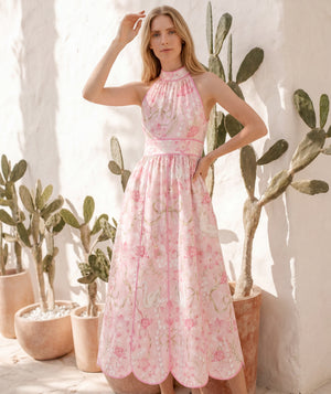Editorial view of Exquisite Women's Summer Dress, featuring fabric texture and color