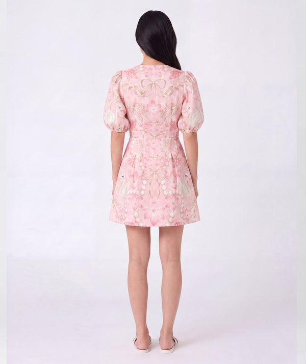Back view of Exquisite Wrap Women's Dress, highlighting neckline, sleeves and embellishments