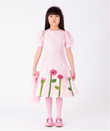 3D Rose Appliqué Girls Dress