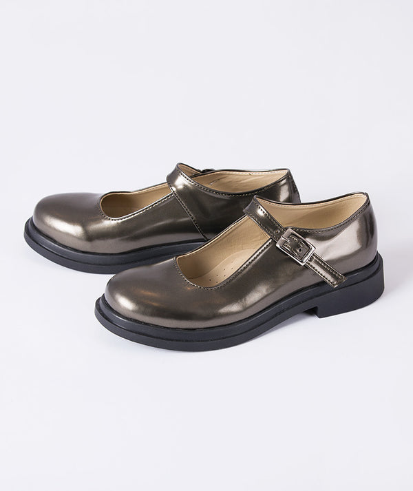 Mama Luma Patent Leather Mary Jane Girls Shoes — brown patent leather shoes for girls EU 26–35, slip-resistant and handcrafted in Europe for Eid, weddings and birthdays