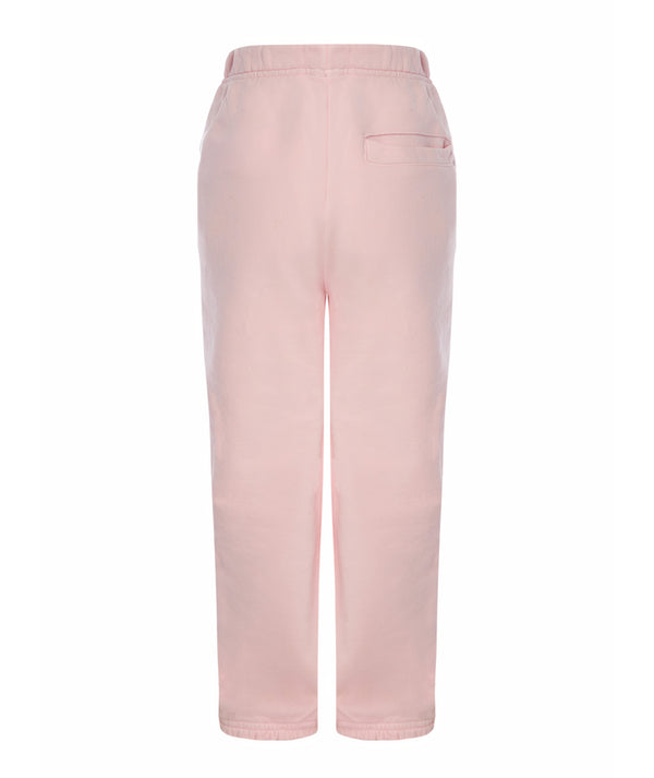 Pink girls’ elastic-waist athleisure pants with tapered legs and back pocket, designed for everyday play, school, and sports; available in sizes 3–14Y.