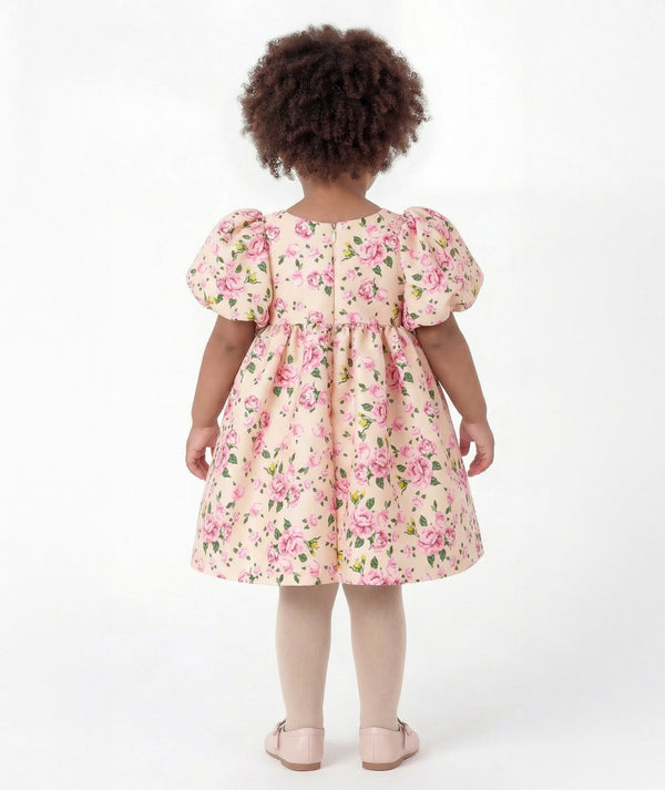 Hanae Flowers Baby Dress with pink florals back view