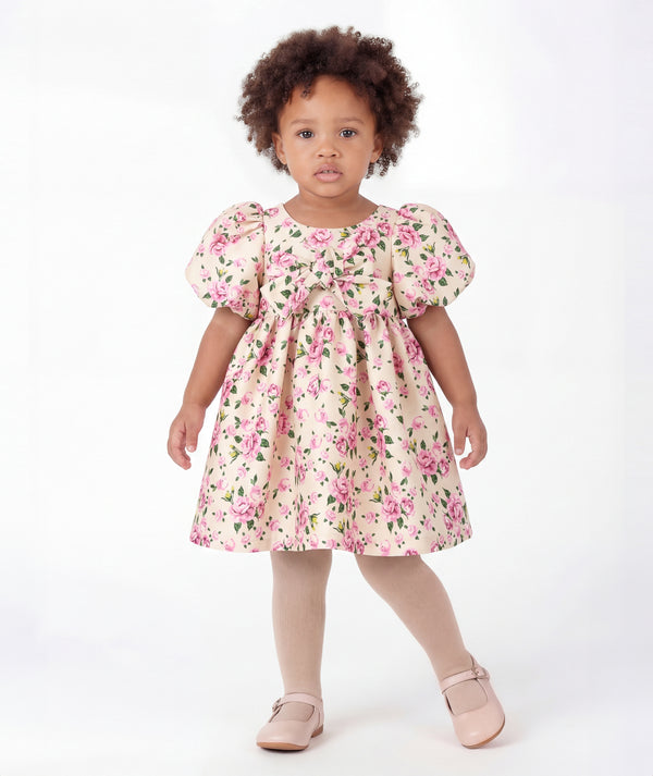Hanae Flowers Baby Dress with puff sleeves and bows