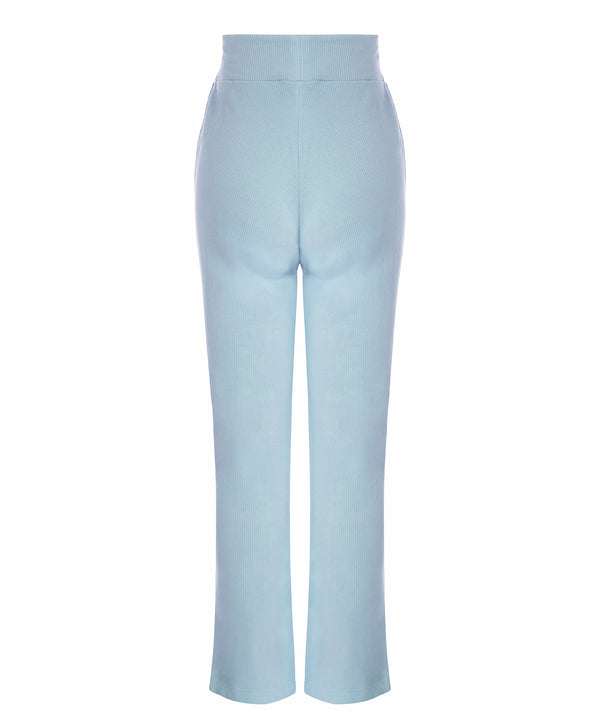 GoldenCubs girls’ light blue ribbed flare pants with a high-waisted fit, designed for comfort, flexibility, and everyday style—perfect for school, playdates, and weekend outings. Available in sizes 3–12Y.