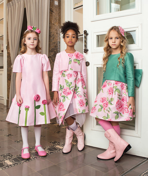 3D Rose Appliqué Girls Dress