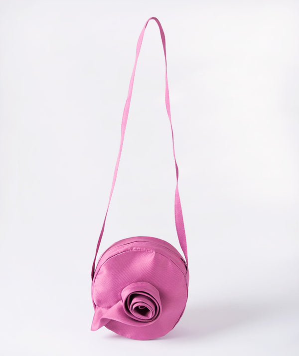 Mama Luma 3D Floral Bag in Mulberry — Luxury satin shoulder bag with rose appliqué, perfect for Weddings, Easter and Holiday Celebrations