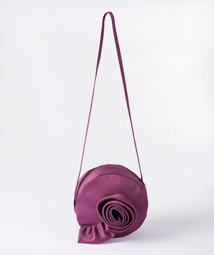 Mama Luma 3D Floral Bag — Luxury satin shoulder bag with 3D rose appliqué, perfect for Eid, Easter and Wedding Celebrations