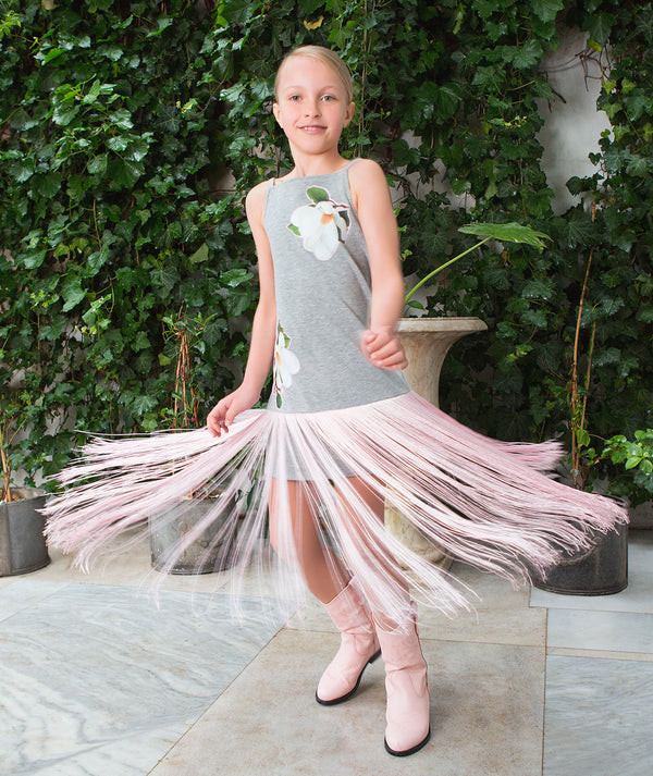 Floral Fringe Girls Dress
