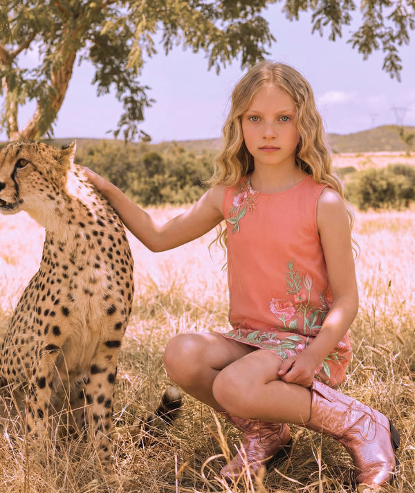 Embroidered Floral Girls Dress