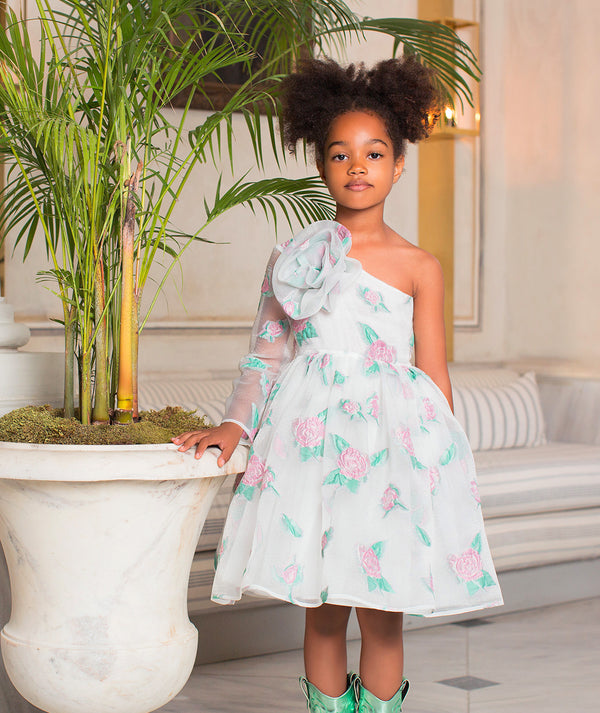 Shimmering Jacquard Flared Girls Dress