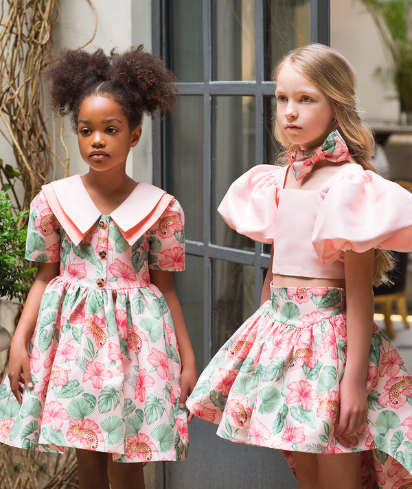 Puff Sleeve High-Low Skirt Outfit | 2 Pieces