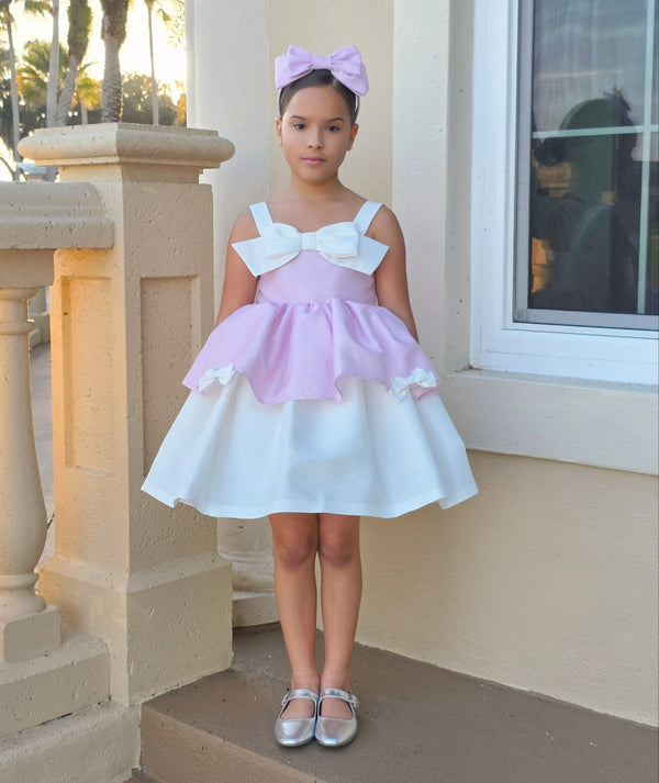 Flared Bow Girls Party Dress