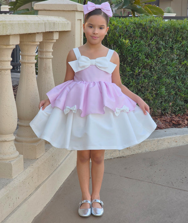 Flared Bow Girls Party Dress
