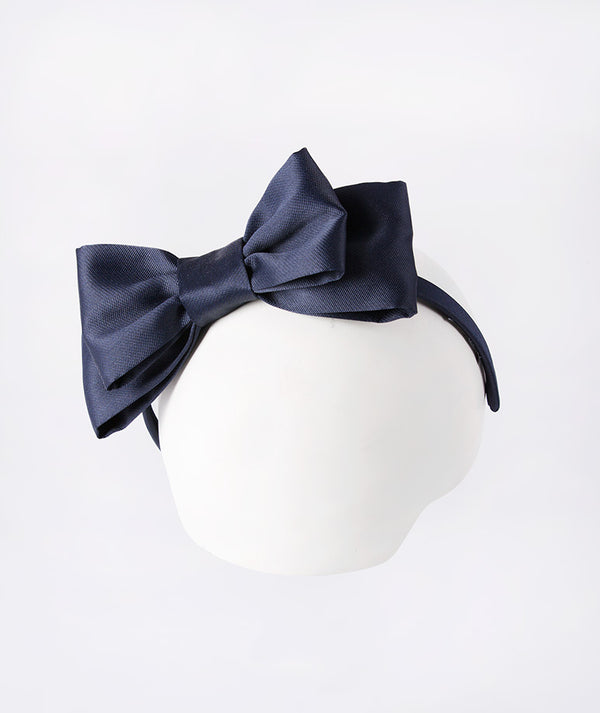 Mama Luma Classic Bow Headband in Navy — Luxury satin headband with oversized bow, perfect for Weddings, Birthdays and Celebrations
