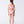 Carica l'immagine nel visualizzatore Galleria, Girl seen from the back wearing a Mama Luma pink polka-dot bikini with ruffle details and matching swim shoes. A stylish two-piece swimsuit perfect for beach vacations, pool days, and summer adventures. Available in girls’ sizes 3–12 years.
