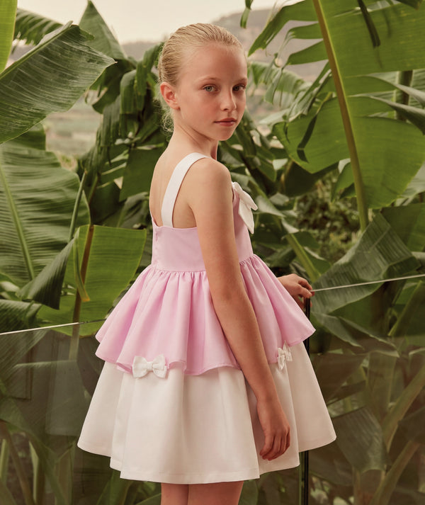 Flared Bow Girls Party Dress