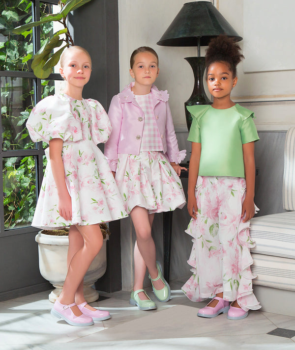 Balloon Sleeve Floral Girls Dress