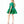 Carica l'immagine nel visualizzatore Galleria, Side view of Mama Luma’s Women’s Shimmering Bow Dress in emerald green satin with metallic sheen, featuring puff sleeves and a voluminous flared skirt. Perfect for Christmas celebrations, New Year’s Eve parties, and holiday gatherings. Available in sizes XS–XL for Mommy &amp; Me matching.
