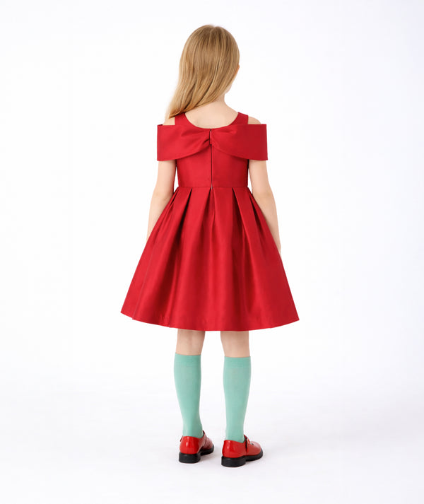 Mama Luma Enchanting Bow Girls Holiday Dress, editorial product image from the Zermatt Collection.
