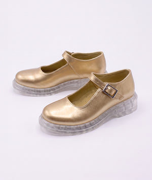 Gold Mary Jane girls shoes by Mama Luma, classic special occasion footwear for weddings, birthdays and celebrations.