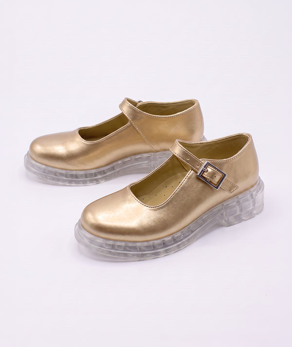 Gold Mary Jane girls shoes by Mama Luma, classic special occasion footwear for weddings, birthdays and celebrations.