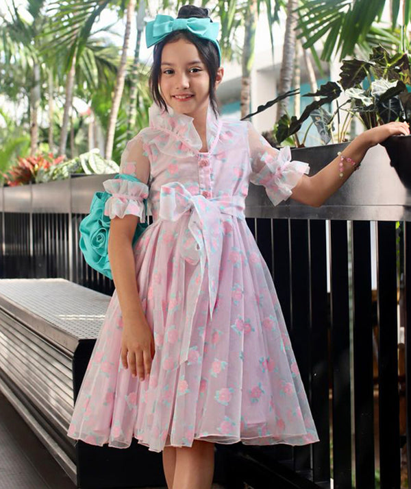 cute pink dress with peony prints