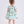 Load image into Gallery viewer, Baby girl wearing a mint floral dress with flower appliqué detail by Mama Luma
