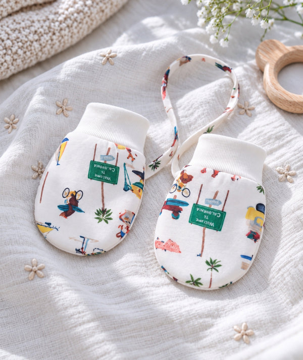 Soft baby mittens in an additional product view, view four.