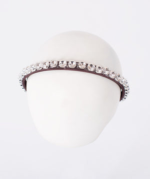 Mocha Pearl Headband with clear crystal gemstone embellishments from Mama Luma’s Altai Morin Collection.