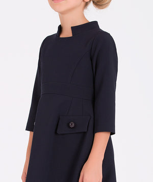 navy mandarin collar dress